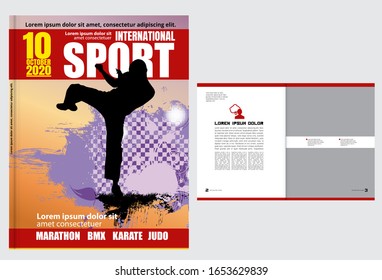 Printing magazine with sport subject in background, easy to editable vector