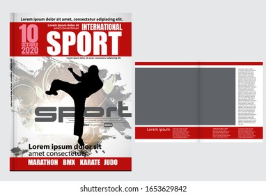 Printing magazine with sport subject in background, easy to editable vector