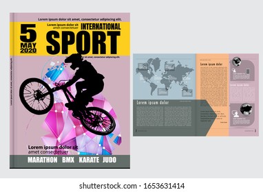 Printing magazine with sport subject in background, easy to editable vector