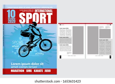 Printing magazine with sport subject in background, easy to editable vector