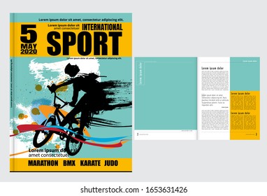 Printing magazine with sport subject in background, easy to editable vector