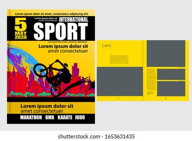 Printing magazine with sport subject in background, easy to editable vector