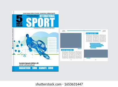 Printing magazine with sport subject in background, easy to editable vector