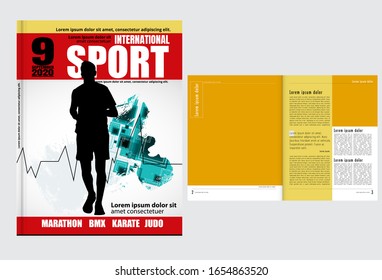 Printing magazine with sport subject in background, easy to editable vector