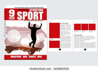Printing magazine with sport subject in background, easy to editable vector
