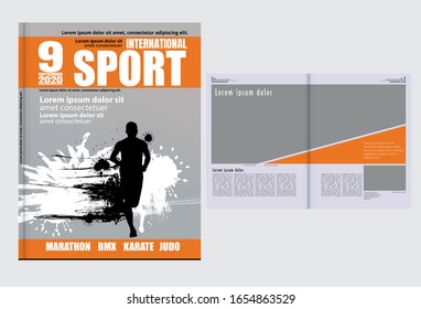 Printing magazine with sport subject in background, easy to editable vector