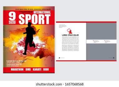 Printing magazine with sport subject in background, easy to editable vector