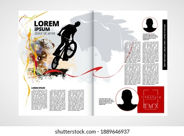 Printing magazine with sport subject in background, easy to editable vector