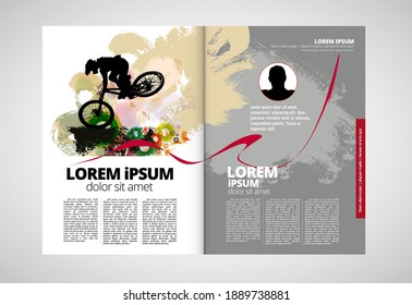 Printing magazine with sport subject in background, easy to editable vector