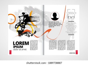 Printing magazine with sport subject in background, easy to editable vector
