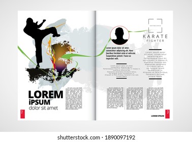 Printing magazine with sport subject in background, easy to editable vector