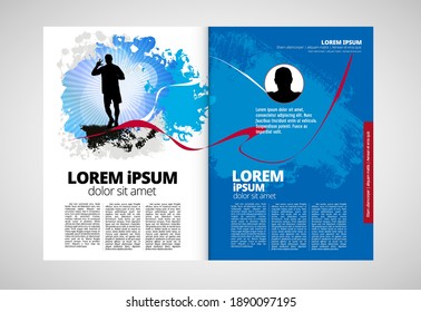 Printing magazine with sport subject in background, easy to editable vector