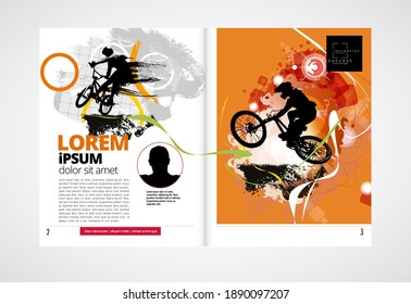 Printing magazine with sport subject in background, easy to editable vector