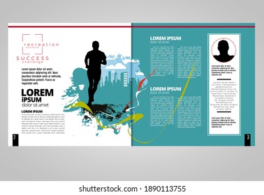 Imprimindo revista com assunto de esporte em segundo plano, vetor fácil de editável