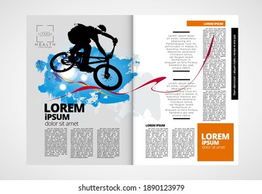 Printing magazine with sport subject in background, easy to editable vector