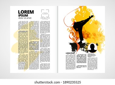 Printing magazine with sport subject in background, easy to editable vector