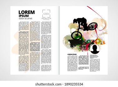 Printing magazine with sport subject in background, easy to editable vector