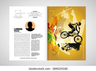 Printing magazine with sport subject in background, easy to editable vector