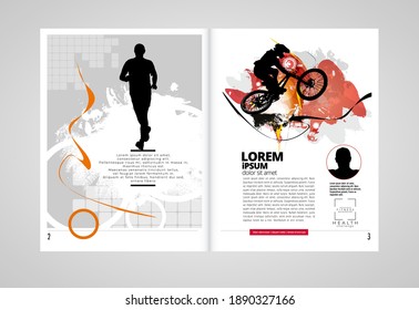 Printing magazine with sport subject in background, easy to editable vector