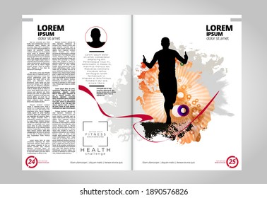 Printing magazine with sport subject in background, easy to editable vector