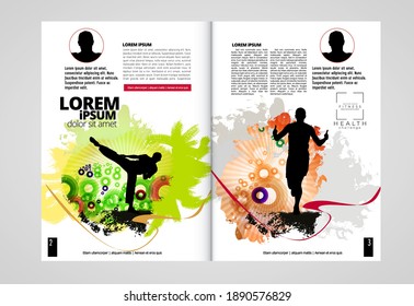 Printing magazine with sport subject in background, easy to editable vector