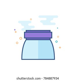 Printing magnifier icon in outlined flat color style. Vector illustration.