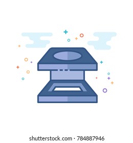 Printing magnifier icon in outlined flat color style. Vector illustration.