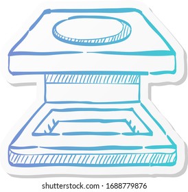 Printing magnifier icon in sticker color style.