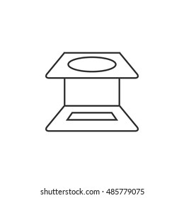 Printing magnifier icon in thin outline style.