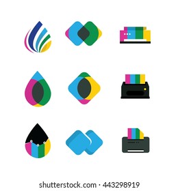 Printing Media Colorful Vector Icon Logo