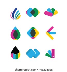 Logotipo de icono de vectores coloreados para medios de impresión