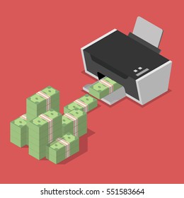 Printing Money. Quantitative Easing Concept