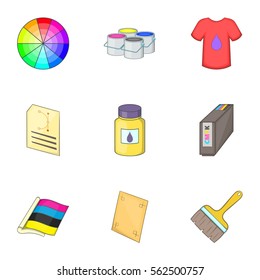 Printing office icons set. Cartoon illustration of 9 printing office vector icons for web