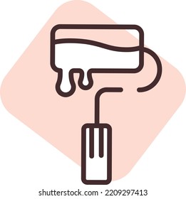 Printing paint roller, illustration, vector on white background.
