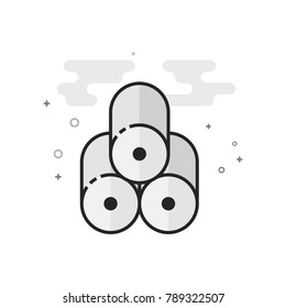 Printing paper roll icon in flat outlined grayscale style. Vector illustration.