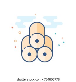 Printing paper roll icon in outlined flat color style. Vector illustration.