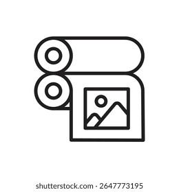 Printing Paper Roll Outline Icon Vector Illustration