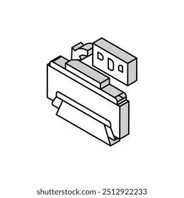 Drucken PDF-Datei isometrischen Icon Vektor. Drucken des PDF-Dateizeichens einzelne Symbolgrafik