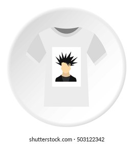 Printing photo on t-shirt icon. Flat illustration of printing photo on t-shirt vector icon for web