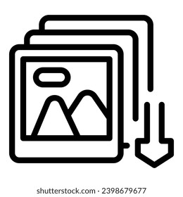 Printing photos process icon outline vector. Camera photography images. Shooting capture device