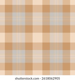 Impresión de cuadros de Vector, patrón de tela textil sereno. Textura de fondo elemental tartán transparente en paleta de colores claros y naranjas.