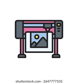 Imprimindo ilustração de vetor de ícone de plotadora
