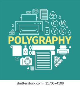 Printing polygraphy banner. Vector infographic. Printing elements.