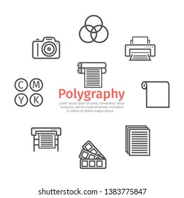 Printing polygraphy line icons. Vector signs for web graphics.