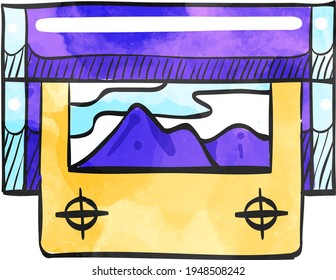 printing press concept icon in watercolor style