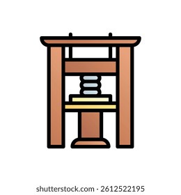 Printing press. Editable vector icon, coloured with outlined stroke.