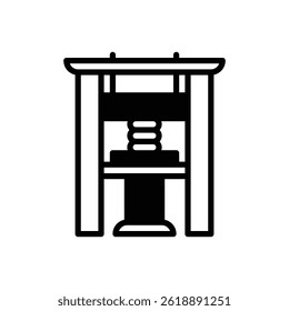 Prensa de impresión. Icono de Vector de trazo delineado con detalles rellenos de negro.