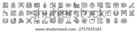 Printing Press Printer Ink Paper Icon Collection