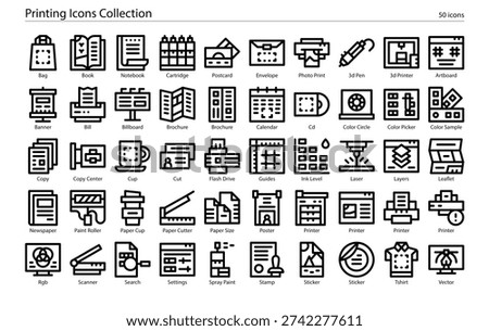 Printing Press Technology and Publishing Icons