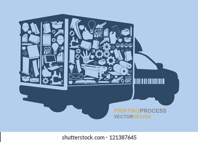 Printing process and inkjet printers. Concept design symbols series illustration by vector.